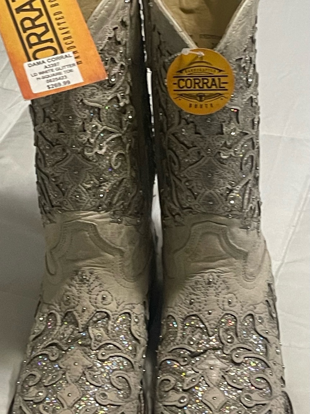 Corral Silver Glitter Western Ankle Boots